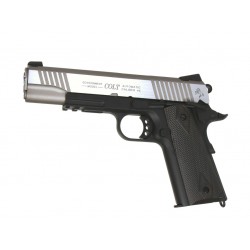 Colt 1911 Rail Gun CO2 bicolore noir 6mm culasse mobile GBB