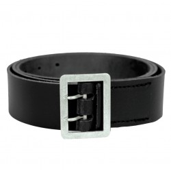 Belt Leather Black with Matt Aluminum buckle