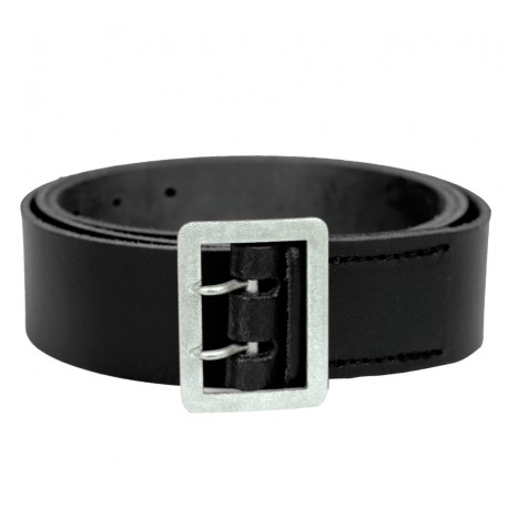 Belt Leather Black with Matt Aluminum buckle - Heritage Airsoft