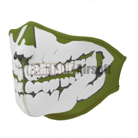 Masque néoprène olive motif tête de mort