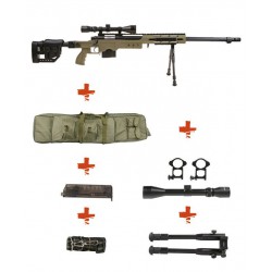 WELL - Pack Sniper MB4411D OD avec lunette 3-9X40 + bipied + Housse + sangle + BB Loader