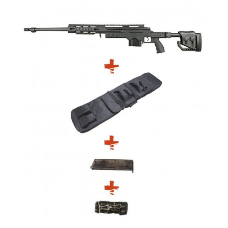 WELL - Pack  Sniper MB4411A Noir + housse + sangle + BB Loader