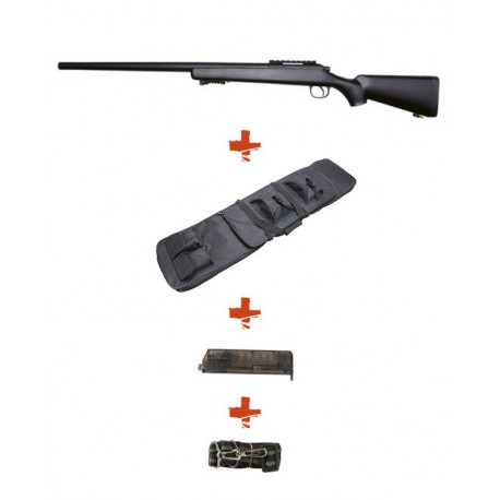WELL - Pack Sniper MB03A Noir avec Sangle + BB loader + Housse
