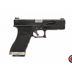 WE - Réplique Pistolet Airsoft S17 G-FORCE T5 GBB Gaz - NOIR/ARGENT/NOIR 