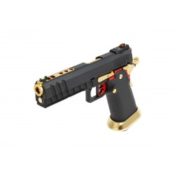 AW CUSTOM - Réplique Pistolet Airsoft Hi-Capa HX2002 GBB/Gaz - CULASSE NOIR/CANON OR