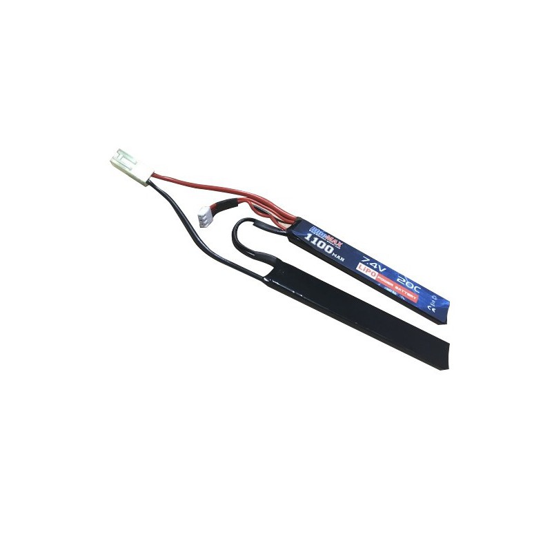 BLUE MAX - Batterie Lipo 7,4V 1100mAh 20C - Heritage Airsoft