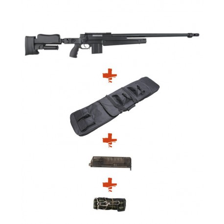 WELL - Pack Sniper MB4414A Noir avec Sangle + BB loader + Housse WELL - Pack Sniper MB4414A Noir avec Sangle + BB loader + Housse