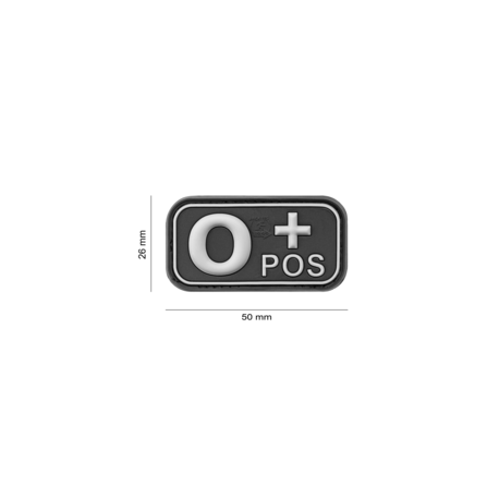 Patch PVC Groupe Sanguin O+ Positif Noir - Dimensions 2,5x5 Cm, Avec Velcro, Pour Veste, Sac, Trousse De Secours