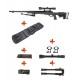 WELL - Pack Sniper MB12D Noir avec bipied + lunette 3-9x40 + sangle + BB loader + Housse