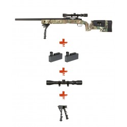 SPECNA ARMS - Pack Sniper SA-S02 CORE MULTICAM avec lunette 3-9x40 + bipied + 2 chargeurs sup