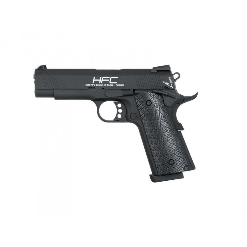 PACK PISTOLET 1911 HFC GREEN GAZ NOIR 0.5 JOULE CULASSE FIXE + MALLETTE +  BILLE + BOUTEILLE DE GAZ PCKPG5500 AIRSOFT