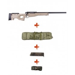 WELL - Pack Sniper MB01 WARRIOR I Tan avec Sangle + BB loader + Housse
