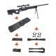 WELL - Pack Sniper MB08A noir avec bipied + lunette 3-9x40 + sangle + BB loader + Housse