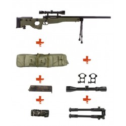 WELL - Pack Sniper MB08D OD avec lunette 3-9X40 + Bipied + Sangle + BB loader + Housse