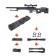 WELL - Pack Sniper MB4401D Noir avec bipied + lunette 3-9x40 + sangle + BB loader + Housse