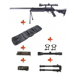 WELL - Pack Sniper MB06B Noir avec bipied + lunette 3-9x40 + sangle + BB loader + Housse