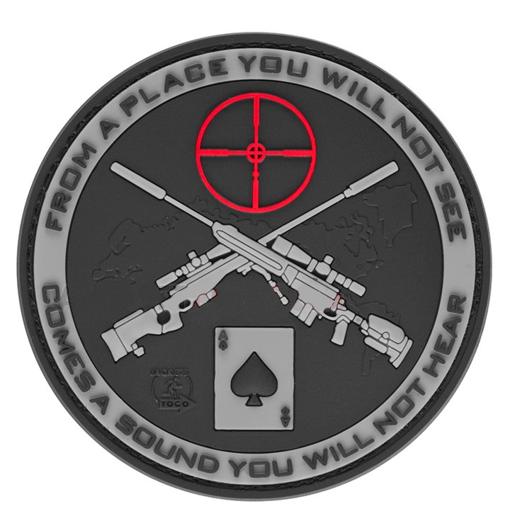 Patch PVC Humoristique Sniper - No Need To Run You'll Only Die Tired - Airsoft Paintball