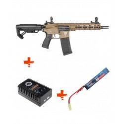 SAIGO DEFENSE - Pack M4 SHINOBI TAN + batterie lipo 11,1V + chargeur de batterie