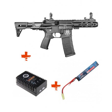 SAIGO DEFENSE - Pack M4 RONIN NOIR + Batterie lipo 11,1v + chargeur de batterie