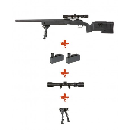 SPECNA ARMS - Pack Sniper SA-S02 CORE Noir avec lunette 3-9x40 + bipied + 2 chargeurs sup SPECNA ARMS - Pack Sniper SA-S02 CORE Noir avec lunette 3-9x40 + bipied + 2 chargeurs sup