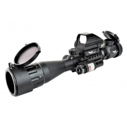 JS-TACTICAL - Lunette 3-9X42 + laser + mini viseur point rouge - NOIR