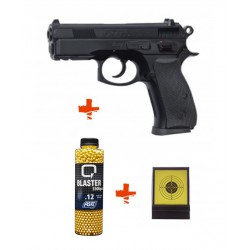 Pack CZ 75D Compact spring ASG + Billes 0,12gr + cible