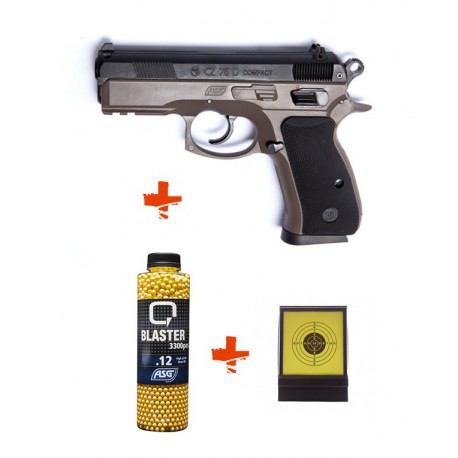 Pack CZ 75D Compact spring ASG + billes 0,12gr + cible - Heritage Airsoft