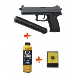 Pack Pistolet Airsoft Spring DL 60 SOCOM ASG + Billes 0,12gr + cibles