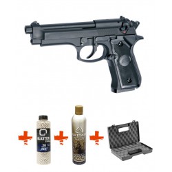 Pack Pistolet Airsoft M92F ASG + billes 0,20gr + Gaz + Mallette