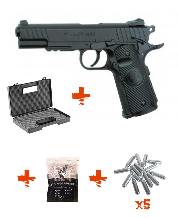 Pack Pistolet d'airsoft puissant - 2 joules - STI DUTY ONE ASG