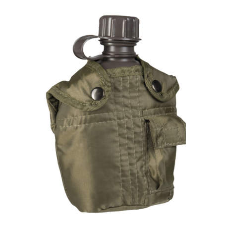Water bottle with cup, pouch olive
