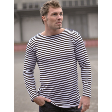 T Shirt Marinière Manches longues style russe rayée bleu foncé / blanc T Shirt Marinière Manches longues style russe rayée bleu foncé / blanc