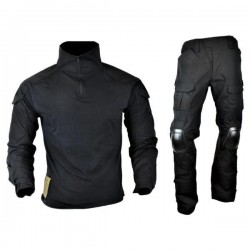 JS TACTICAL - Tenue complète avec protections genoux/Coudes - NOIR