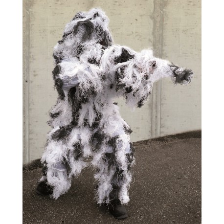 Ghillie Suit neige traitée anti feu pour tenue Sniper