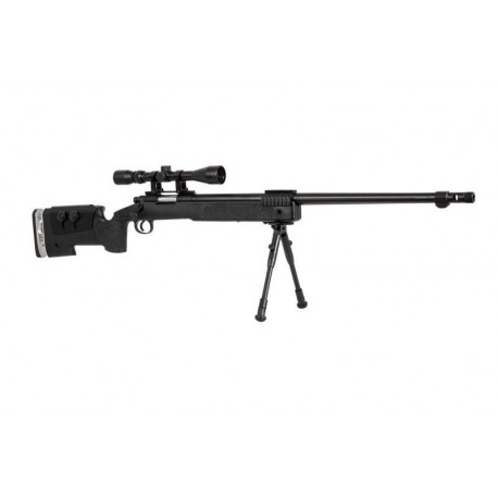 Sniper MB17D Noir avec lunette de visée et bipied - WELL