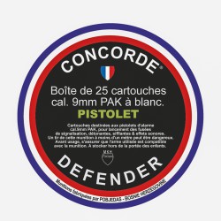CONCORD - 25 cartouches à blanc 9mm PAK pour pistolet 