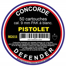 CONCORD - 50 cartouches à blanc 9mm PAK pour pistolet 