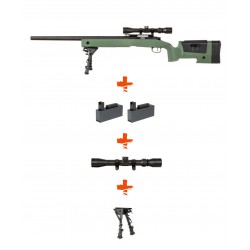 SPECNA ARMS - Pack Sniper SA-S03 CORE OD avec lunette 3-9x40 + bipied + 2 chargeurs sup