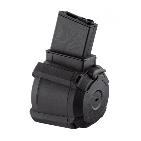 SAIGO DEFENSE - Chargeur DRUM électrique 1000 billes pour M4 SAIGO DEFENSE - Chargeur DRUM électrique 1000 billes pour M4