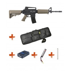 SPECNA ARMS - Pack M4 A1 RRA SA-C01 CORE tan + Batterie + Chargeur de batterie + Ressort M90 + Housse