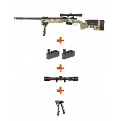 SPECNA ARMS - Pack Sniper SA-S03 CORE noir avec lunette 3-9x40 + bipied+ 2 chargeurs sup