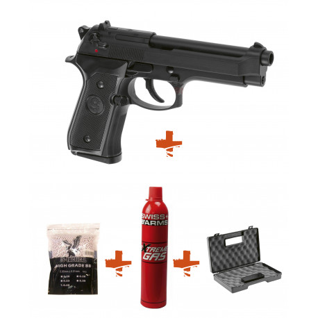 LS - Pack Réplique Pistolet Airsoft M9 GBB Gaz + billes + gaz +