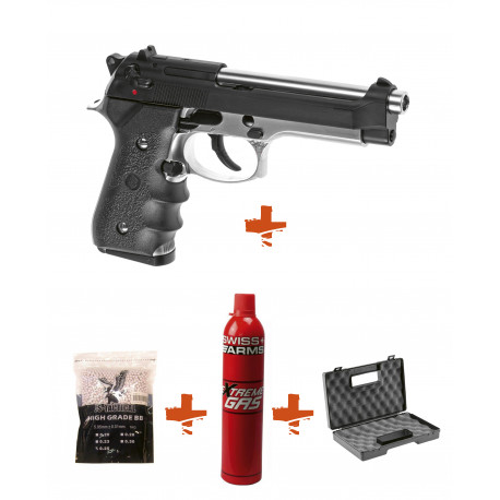 LS - Pack Réplique Pistolet Airsoft M9A GBB Gaz + billes + gaz + mallette LS - Pack Réplique Pistolet Airsoft M9A GBB Gaz + billes + gaz + mallette
