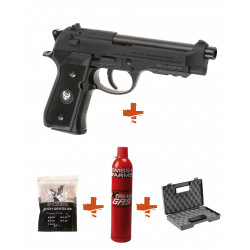 HFC - Pack Réplique Pistolet Airsoft M9 A1 GNB Gaz + billes + gaz + mallette