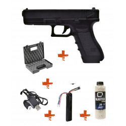 CYMA - Pack Réplique Pistolet Airsoft AEP CM030  NOIR + mallette + billes