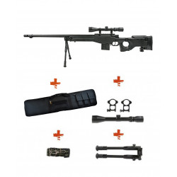 WELL - Pack Sniper MB4403D Noir avec lunette 3-9x40 + bipied + Housse
