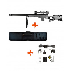 WELL - Pack Sniper MB4401D Noir avec bipied + lunette 3-9x40 + sangle + BB loader + Housse