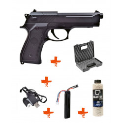 CYMA - Pack Réplique Pistolet Airsoft AEP CM126 Noir + billes + mallette