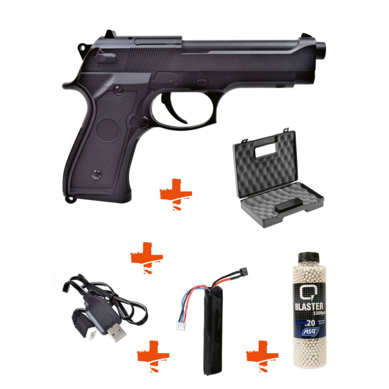 CYMA - Pack Réplique Pistolet Airsoft AEP CM126 Noir + billes + mallette -  Heritage Airsoft