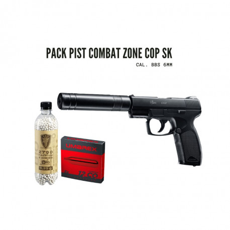 Pack Réplique Pistolet Airsoft COMBAT ZONE COP SK GNB Co2 2 Joule -  Heritage Airsoft